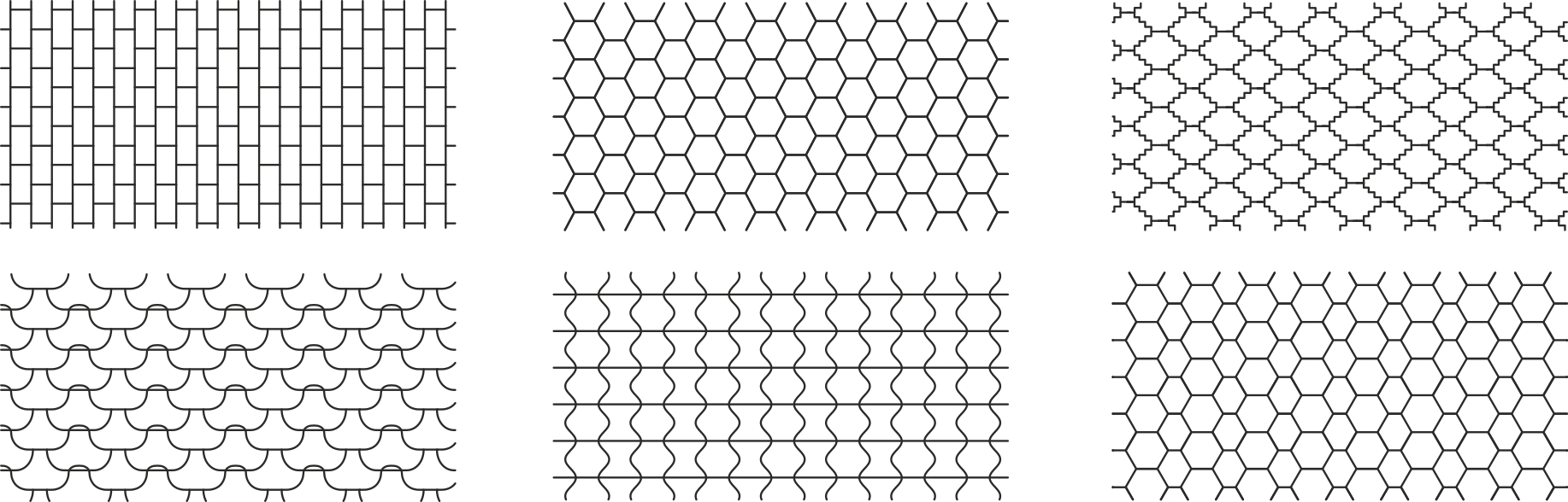 Eksempler på cellestrukturer i honeycomb
